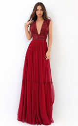 1 of 6 Tarik Ediz 93866 Dress Red