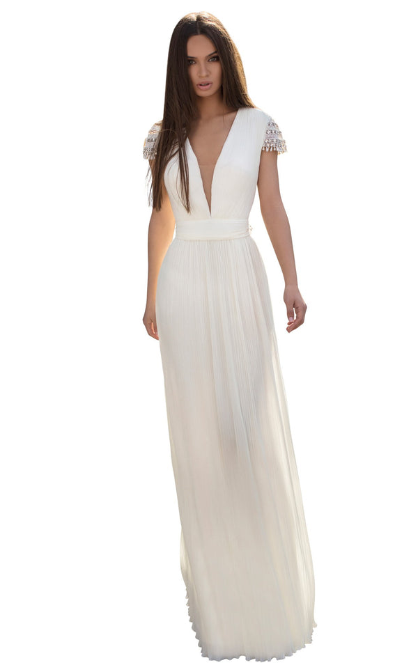 Tarik Ediz 93867 Dress Ivory