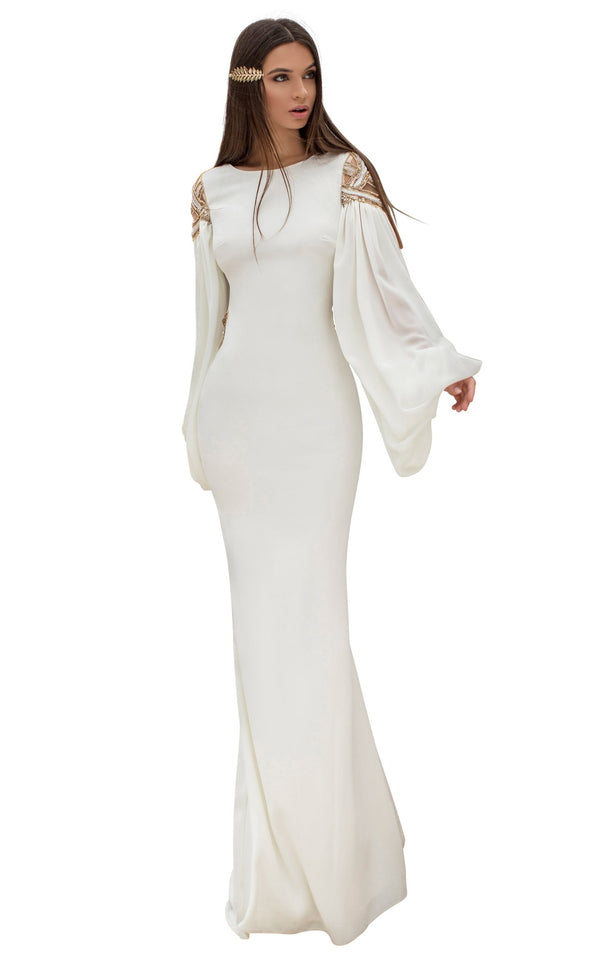 Tarik Ediz 93872 Dress Ivory