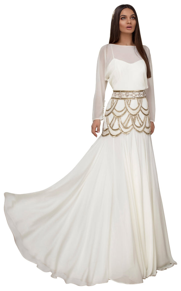 Tarik Ediz 93879 Dress Ivory