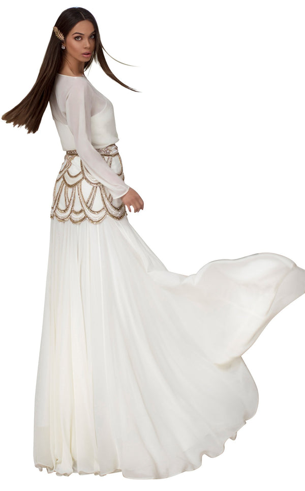 Tarik Ediz 93879 Dress Ivory