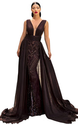 1 of 6 Tarik Ediz 93913 Dress Brown