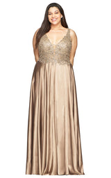 1 of 9 Faviana 9494 Dress Mocha-Gold