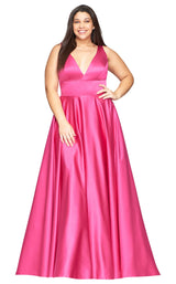 1 of 7 Faviana 9496 Dress Hot-Pink