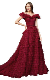 1 of 5 Andrea and Leo A1032 Dress Burgundy