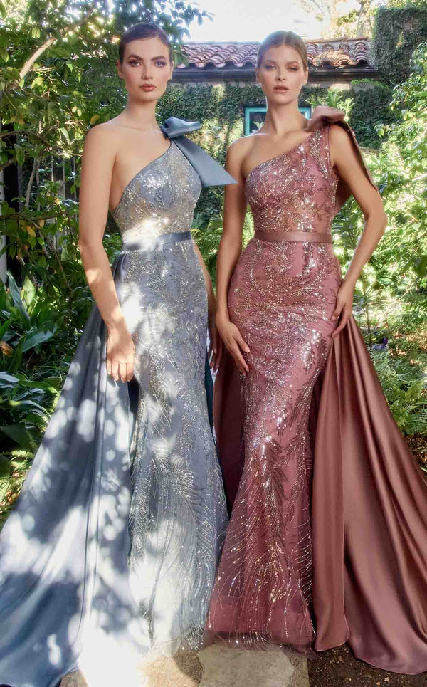 Andrea and Leo A1161 Dress Rosewood and Smoky Blue