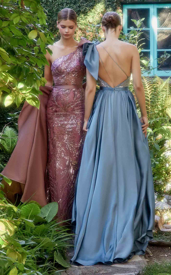 Andrea and Leo A1161 Dress Rosewood and Smoky Blue