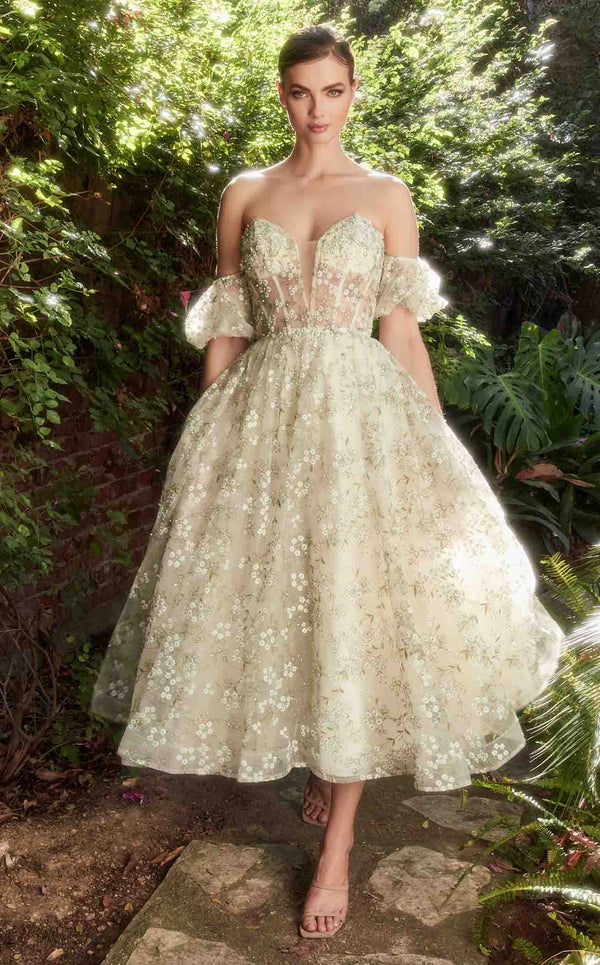 Andrea and Leo A1197 Dress Ivory-Green