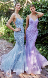 Andrea and Leo A1201 Dress Blue and Lavender