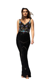 1 of 4 Chic and Holland AN1437 Dress Black-Multi