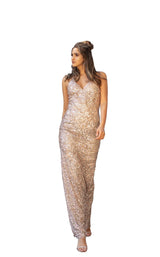 1 of 4 Chic and Holland AN1441 Dress Champagne