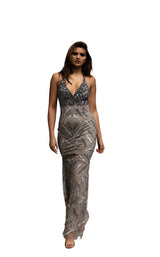 1 of 4 Chic and Holland AN1443 Dress Mink-Grey