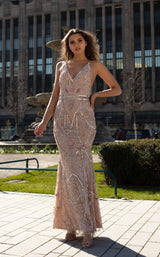 2 of 4 Chic and Holland AN1447 Dress Champagne