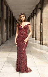 2 of 4 Chic and Holland AN1455 Dress Cranberry