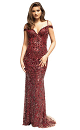 1 of 4 Chic and Holland AN1455 Dress Cranberry