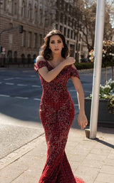 2 of 5 Chic and Holland AN1466 Dress Cranberry