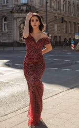 4 of 5 Chic and Holland AN1466 Dress Cranberry