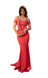 1 of 4 Chic and Holland AN3155 Dress Coral