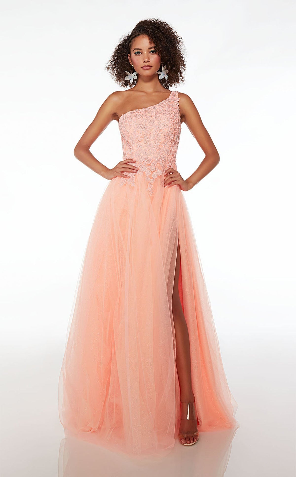 open lace back dress Charming V Neck Coral Sequins Long Mermaid Prom Dresses Pic Color / US10 main image 1