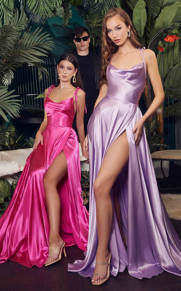 LaDivine BD104 Dress Lavender and Hot-Pink