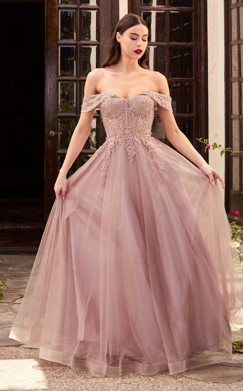 open lace back dress 7452 | FITTED DRESS – Ladivine by Cinderella Divine main image 1