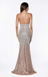 4 of 4 Cinderella Divine CJ509 Dress Silver-Rose-Gold