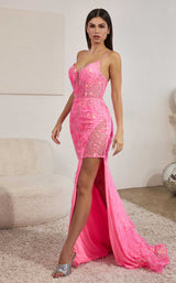 2 of 3 LaDivine CM331 Dress Neon-Pink