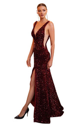 2 of 3 Cinderella Divine CF318 Dress Burgundy