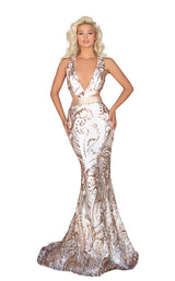 1 of 4 Clarisse 800209 Dress Rose-Gold-Ivory
