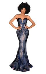 1 of 4 Clarisse 800293 Dress Navy-White