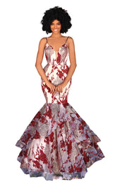 1 of 4 Clarisse 800389 Dress Wine-Gold