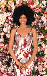 3 of 4 Clarisse 800389 Dress Wine-Gold