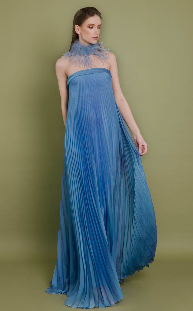 sachin and babi light blue dress Gemy Maalouf Floral-Embroidery Velvet Dress - Black main image 0