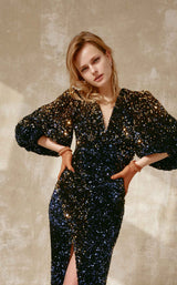 3 of 4 Edition Gemy Maalouf ED1651 Dress Navy-Gold