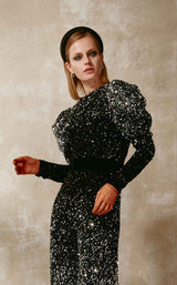 3 of 4 Beside Couture ED1656 Jumpsuit Black-Silver