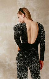 4 of 4 Beside Couture ED1656 Jumpsuit Black-Silver