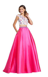 1 of 2 Ellie Wilde EW117025 Ivory-Hot-Pink