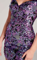 5 of 5 Ellie Wilde EW22026S Dress Purple-Multi