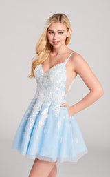 3 of 5 Ellie Wilde EW22044S Dress Ice-Blue-White