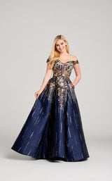 1 of 4 Ellie Wilde EW22052 Dress Navy-Blue-Multi
