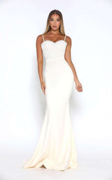 1 of 9 Portia and Scarlett Frozen Gown With Lace Train Crepe WH