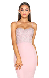 6 of 9 Portia and Scarlett Frozen Gown With Lace Train Blush