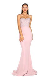 3 of 9 Portia and Scarlett Frozen Gown With Lace Train Blush