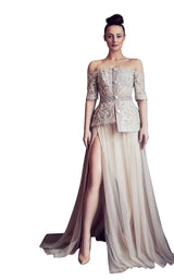 1 of 2 Gatti Nolli Couture GA5257GA5258 Dress Taupe