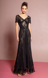 Elizabeth K GL1081 Dress Black-Gold