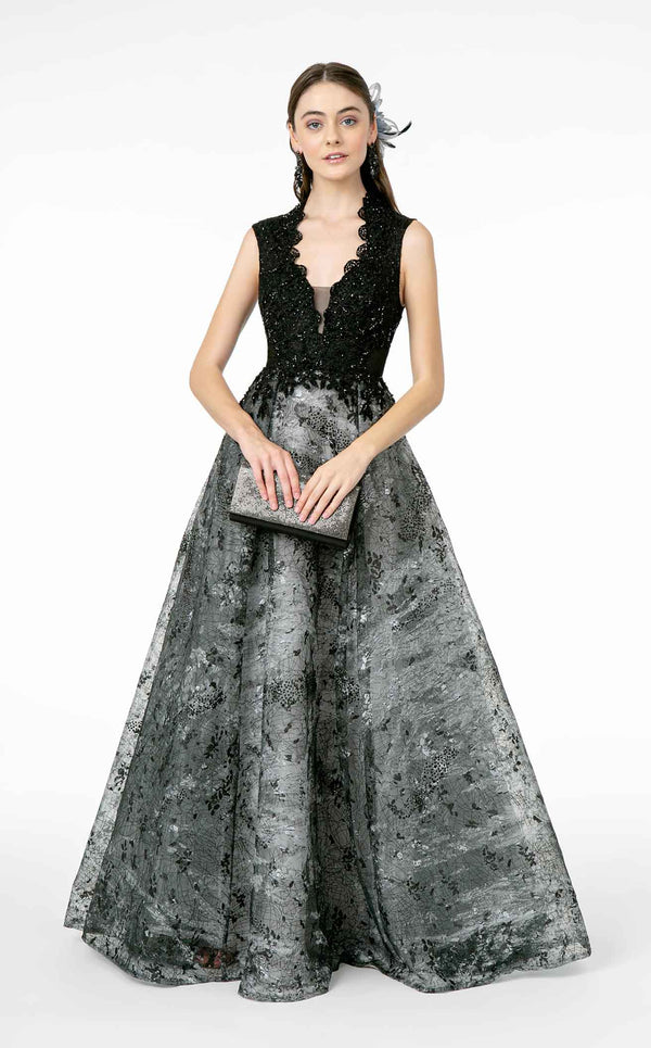 GLS by Gloria GL1836 Dress Black-Silver