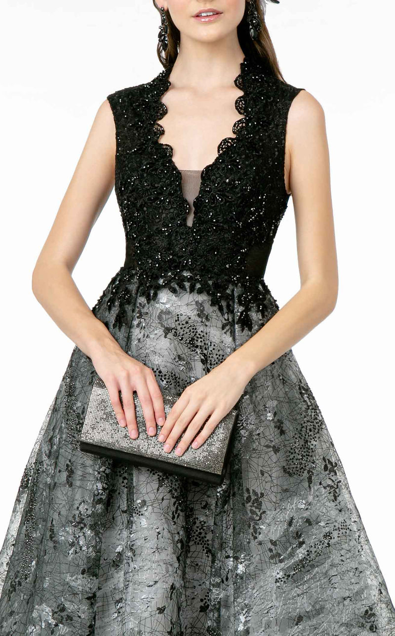 GLS by Gloria GL1836 Dress Black-Silver