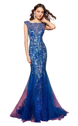 1 of 2 Elizabeth K GL2137 Dress Royal-Blue-Nude