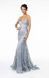 1 of 10 Elizabeth K GL2965 Dress Blue-Silver