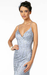 6 of 10 Elizabeth K GL2965 Dress Blue-Silver